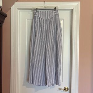 Jaase Blue and White Striped Wide Leg Pants